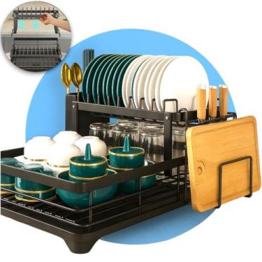 Imagem de Escorredor de Louças Rack Aço Carbono Organizador de Pia Rack de Cozin