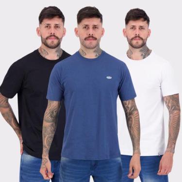 Imagem de Kit 03 Camisetas Nicoboco Branca Preta e Azul, M