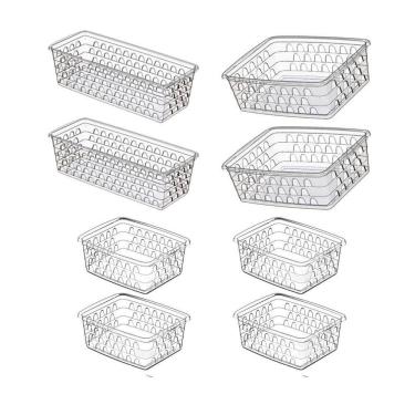 Imagem de Kit 8 Cestinhas Organizadoras Comprido E Retangulares P E M