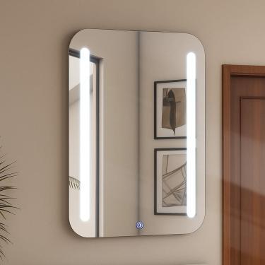 Imagem de Espelheira Retangular 70x50cm Touch Led 6000k Crys espelho lapidado