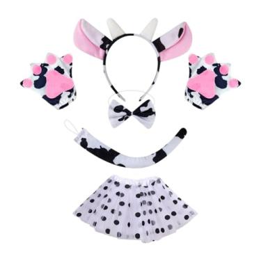 Imagem de Deevoka Cosplay de vaca Orelhas Orelhas Bandas Praça Busca Luvas Tail Conjunto de trajes Funcy Dress for Party, Bowtie Sem Sino