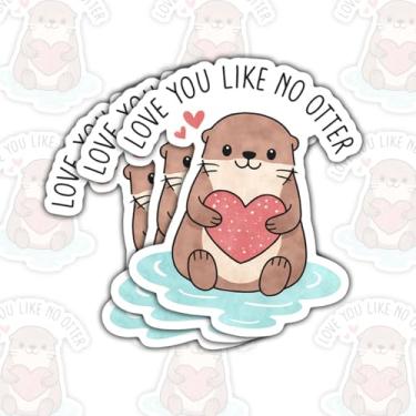 Imagem de 3 peças de adesivos Love You Like No Otter, lindos decalques de vinil românticos de lontra para laptop, caderno, diário, garrafa de água, para-choque de carro, presente para casais, amigos