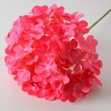Imagem de Flor artificial – Flores de hortênsia vermelha rosa, arranjos florais falsos para casa, banheiro, escritório, mesa, mesa central, prateleira, decorações de casamento