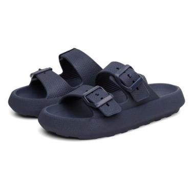 Imagem de Sandália Nuvem Feminina Sola Borracha Macia Tira Dupla com Fivela Para