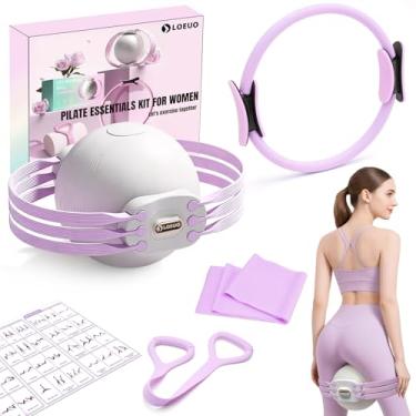 Imagem de LOEUO Kit de pilates em casa para mulheres conjunto de anel e bola de pilates (Roxo)