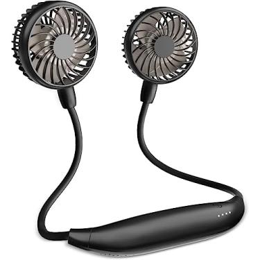 Imagem de WYUYIWH Ventilador de pescoço portátil, ventilador pessoal de acionamento de 4 turbinas, recarregável, operado por bateria, ventilador de colar, 6 velocidades, 40 dB baixo ruído, para viagens ao ar