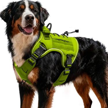 Imagem de Peitoral tático resistente para cães grandes, colete refletivo ajustável sem puxão com sistema Molle, controle de nível militar K9 para treinamento de serviço, atividades ao ar livre e mais de 10