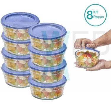 Imagem de Kit 8 Potes Tigela de Vidro com Tampa Plástica Laguna 750ml Vitazza:Pa