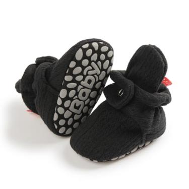 Imagem de Botas de lã para bebês recém-nascidos, unissex, antiderrapante, recém-nascidos, primeiros andadores, sapatos quentes, A01/preto, 12-18 Months Toddler