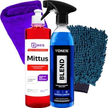 Imagem de Mittus Lava Autos Concentrado Shampoo Cera Liquida Blend Spray + Luva Pano