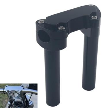Imagem de FINMOKAL Kit de braçadeira superior para guidão preto de 16,5 cm de altura compatível com Harley Touring Dyna Softail Sportster (altura de subida: 16,5 cm; para guidão de 2,5 cm)