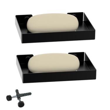 Imagem de Kit 2 Porta Sabonete Para Banheiro de Parede Preto Plus