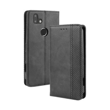 Imagem de Capa para Fujitsu Arrows M05,Retro Flip magnético,Caso de telefone de couro PU,Design de carteira com 3 slots de cartão e 1 clipe de dinheiro -Black