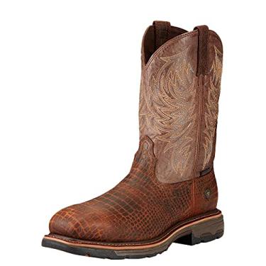 Imagem de Bota de trabalho masculina Ariat Workhog ampla bico quadrado composto, Brown Croco Print/Dark Chocolate, 11 Wide