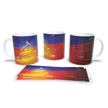 Imagem de Caneca de Cerâmica com Design Natalino, Decoração com Bolas Douradas e Estrelas, 300ml, Branco e Dourado, Para Café e Chá (3)