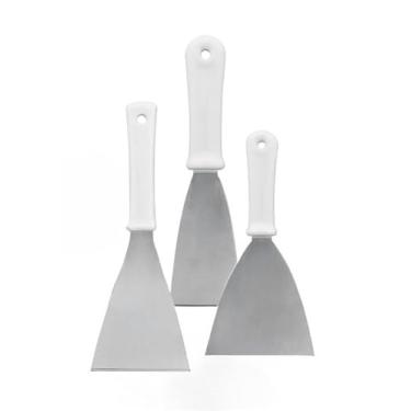 Imagem de ESPÁTULAS Curva 3” | Espátula Reta 4” | Espátula 5” KIT ESPATULAS PARA LANCHE CHAPA PARA COZINHA Profissional Antiaderente (KIT COMPLETO)