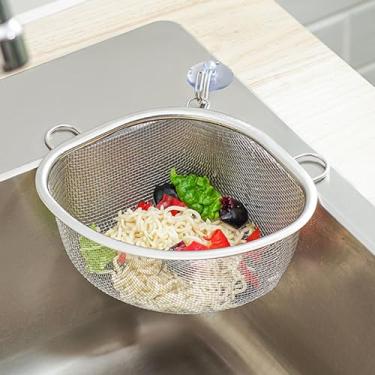 Imagem de Cesta de filtro de pia triangular de aço inoxidável, cesta de escorredor de canto com função de filtro para uso na cozinha