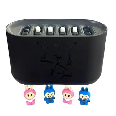 Imagem de Difusor Aromatizador Ultrassônico Led Umidificador de Efeito Chama Purificador de Óleo Essencial(Preto Com Bonequinha)