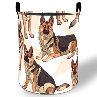 Imagem de Cesto de roupa suja pastor alemão 50 x 40 cm, balde de armazenamento de roupas Oxford dobrável à prova d'água para quarto, banheiro, quarto de bebê, organizador de brinquedos, presentes para crianças
