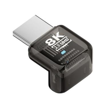 Imagem de CY Extensor adaptador de extensão UHD HDMI macho de 90 graus para HDMI 2.1 fêmea UHD transparente com LED inteligente 8K 60hz HDTV