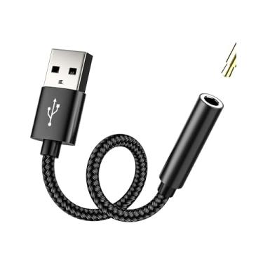 Imagem de Adaptador de áudio USB para conector de 3,5 mm, interface de fone de ouvido auxiliar, som de PC, plugue externo, microfone de carro para Apple computador, porta divisora auxiliar para iPhone, fone de
