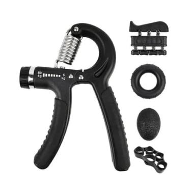 Imagem de Kit Hand Grip 5 Em 1 Fortalecimento De Mãos Dedos E Punhos, Reabilitação E Treino Ajustável 5 A 60kg Cor Preto