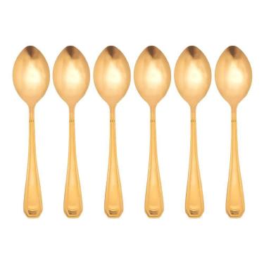 Imagem de Jogo 6 Colheres Dourada De Mesa Sopa Jantar Victoria Gold Inox Fratelli