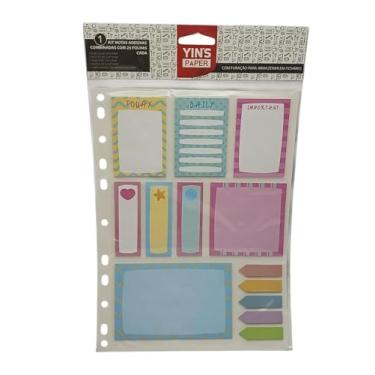 Imagem de Bloco de Notas Adesivas Reposicionáveis 13 Blocos com 25 Folhas Cada Cores Sortidas Adesivo Qualidade 3M Não deixa Residuos Com Furação Para Armazenar em Fichário