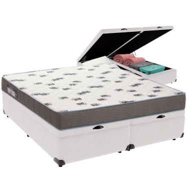 Imagem de Cama Box Baú Branco E Colchão Light Espuma D33 Queen Ortobom