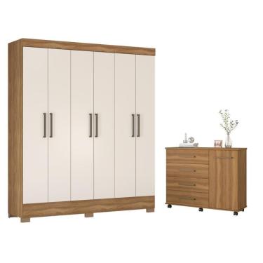 Imagem de Conjunto Quarto Guarda Roupa E Comoda Virgina Amendola Off-white
