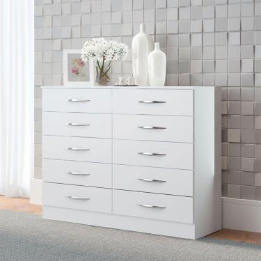 Imagem de Cômoda Casal 10 Gavetas 117x92cm Mdp Branco 3017 Menu Móveis Branco