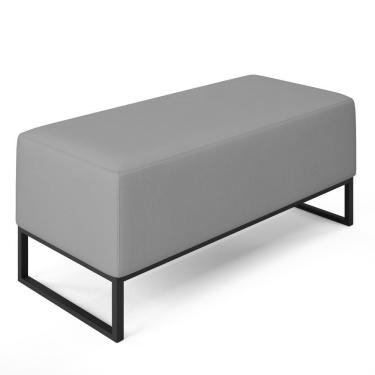 Imagem de Puff Cléo W01 Base De Ferro 90 Cm Suede Cinza