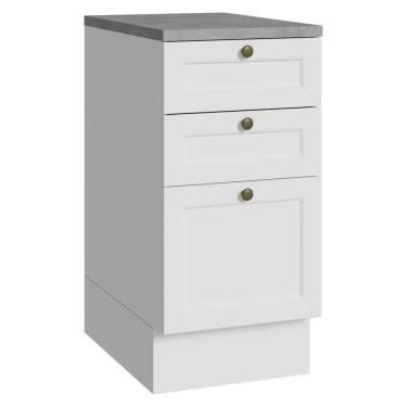 Imagem de Balcão De Cozinha 40 Cm 3 Gavetas Branco Vik Madesa Branco