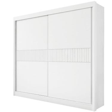 Imagem de Guarda Roupa Casal Cancun Ripado 2 Portas 6 Gavetas Sem Pés - D' Doro Branco/ripado