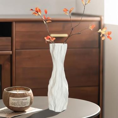 Imagem de Vaso de cerâmica escultural branco, vaso decorativo moderno de forma irregular para decoração de casa, centro de mesa artístico minimalista para sala de estar, quarto, escritório