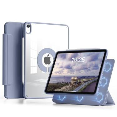 Imagem de GKABXY Capa transparente para iPad Air de 11 polegadas M3/M2 (2025/2024), iPad Air 5ª/4ª geração (2022/2020) 10,9 polegadas com suporte para lápis, parte traseira magnética removível giratória