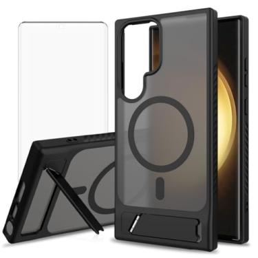 Imagem de Asuwish Capa de celular para Samsung Galaxy S23 Ultra 5G, compatível com Magsafe Magnetic, protetor de tela de vidro temperado, suporte à prova de choque, capa protetora S23Ultra 23S S 23 23Ultra 6,8