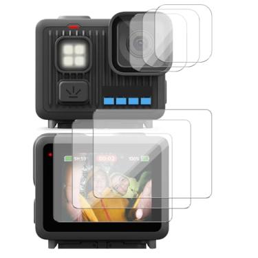 Imagem de YAJOJO [Pacote com 3 + 3] Protetor de tela para GoPro LIT Hero, protetor de tela e protetor de lente para câmera de ação GoPro LIT Hero, vidro temperado ultra transparente com dureza 9H, antiarranhões