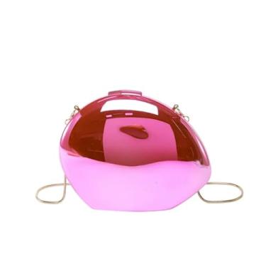 Imagem de Bolsa clutch feminina rosa metálica em forma de ovo, bolsa noturna acessível com alça de corrente para festas de casamento e eventos de coquetéis