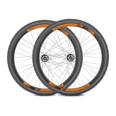 Imagem de Roda Aro 29 Rimaxx Rolamentado Pneus e Câmara Preto Laranja