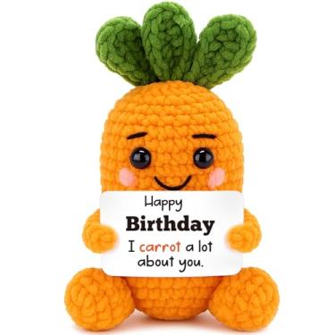 Imagem de Mini presentes de aniversário para mulheres e homens, cenoura de crochê artesanal exclusiva para amigos, colegas de trabalho, mãe, pai, avó, pai, irmã, irmão, família, aniversários, decorações fofas