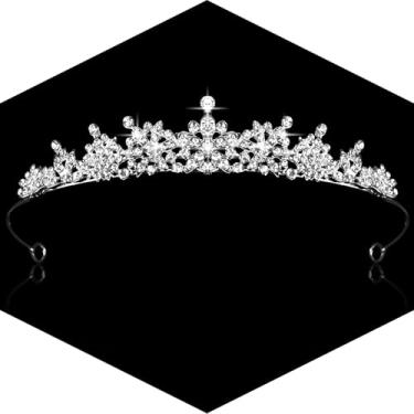 Imagem de CUBACO Tiara de prata para mulheres, meninas, tiaras de casamento com strass para noiva, coroas de princesa de cristal para aniversário, concurso, formatura, pequena