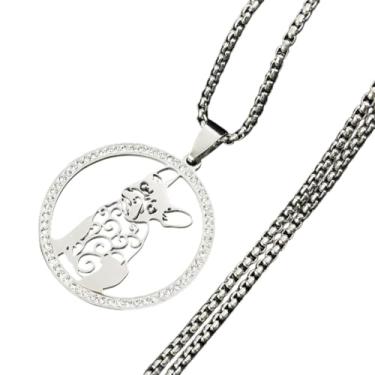 Imagem de Novo colar de cristal para cachorro chihuahua pug schnauzer buldogue francês 2026 aço inoxidável cor prata colar de declaração - colar romântico presente para ela, perfeito para aniversário ou dia dos