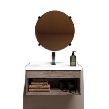 Imagem de Gabinete Banheiro Em Mdf E Cuba - Livorno Marrom 60Cm - Riverzza