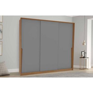 Imagem de Guarda Roupa 3 Portas De Correr E 4 Gavetas Porto Freijo/cinza - Politorno