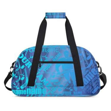 Imagem de Bolsa esportiva personalizada com nome bola de gelo azul com nome, bolsa de dormir personalizada, bolsa de fim de semana, bolsa de treino para dança, balé, academia, ginástica, mala, viagem, presente