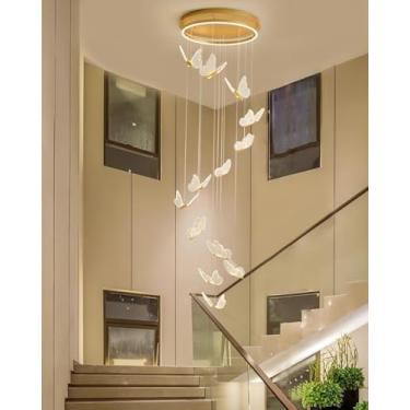 Imagem de Lustres de LED para Hall de Entrada, Sala de Estar, Pé Direito Alto, Lustre de Acrílico em Formato de Borboleta, Luminária Pendente Grande para Teto, Luminária Moderna para Sala de Jantar, C