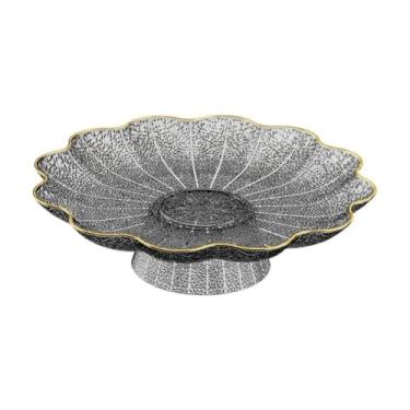 Imagem de Ｂｅｓｇａ Fruteira com Pé, Suporte para Lanches, Centro de Mesa Versátil e Moderno, Bandeja para Doces e Salgadinhos, Porta-Frutas para Aniversários Casamentos, Base Cinza Prateada