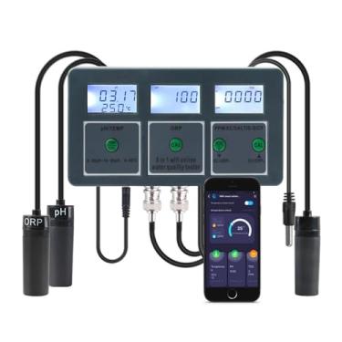 Imagem de Testador de qualidade da água, medidor de pH PH/EC/TDS/Salt/S.G/CF/ORP/Temp WiFi APP Monitoramento para aquários Piscinas Hidropônicas Fontes de Água Aquário Hidroponia
