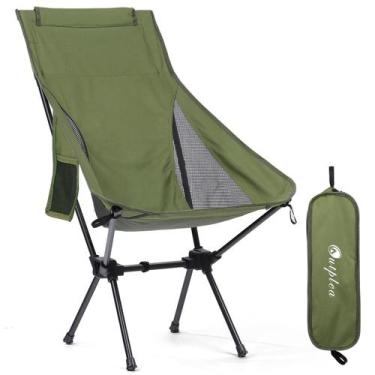 Imagem de Silla de camping plegable liviana con respaldo alto verde Outplea